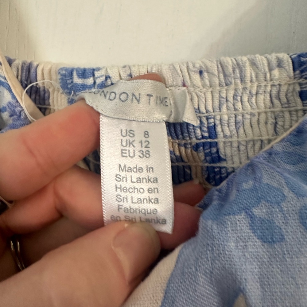 London Times Blue and White Floral Square-Neck Maxi Dress - Picture 3 of 3